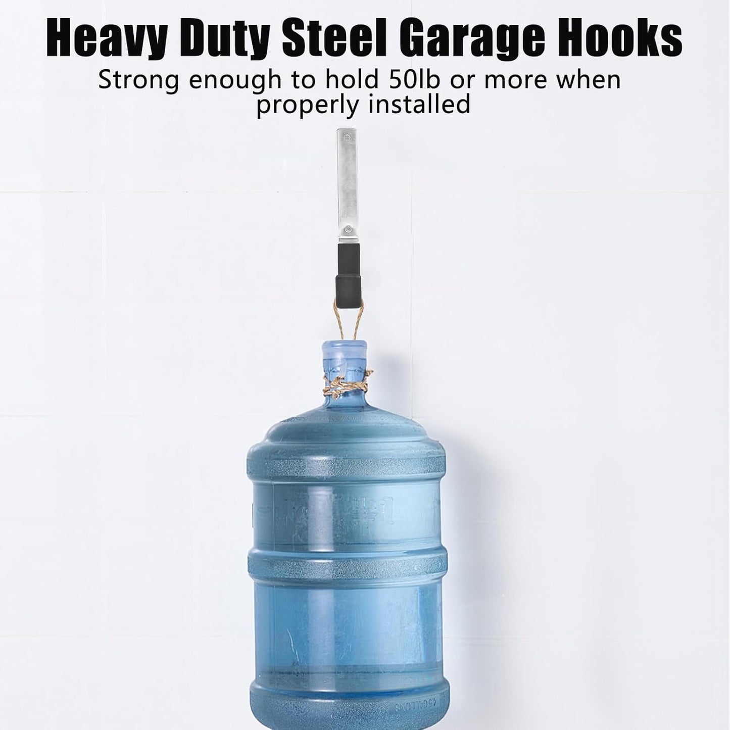 AccEncyc Heavy Duty Wall Mount Hooks - 2Pcs Steel Utility Hooks for Garage, Garden Tools & Hose Holder