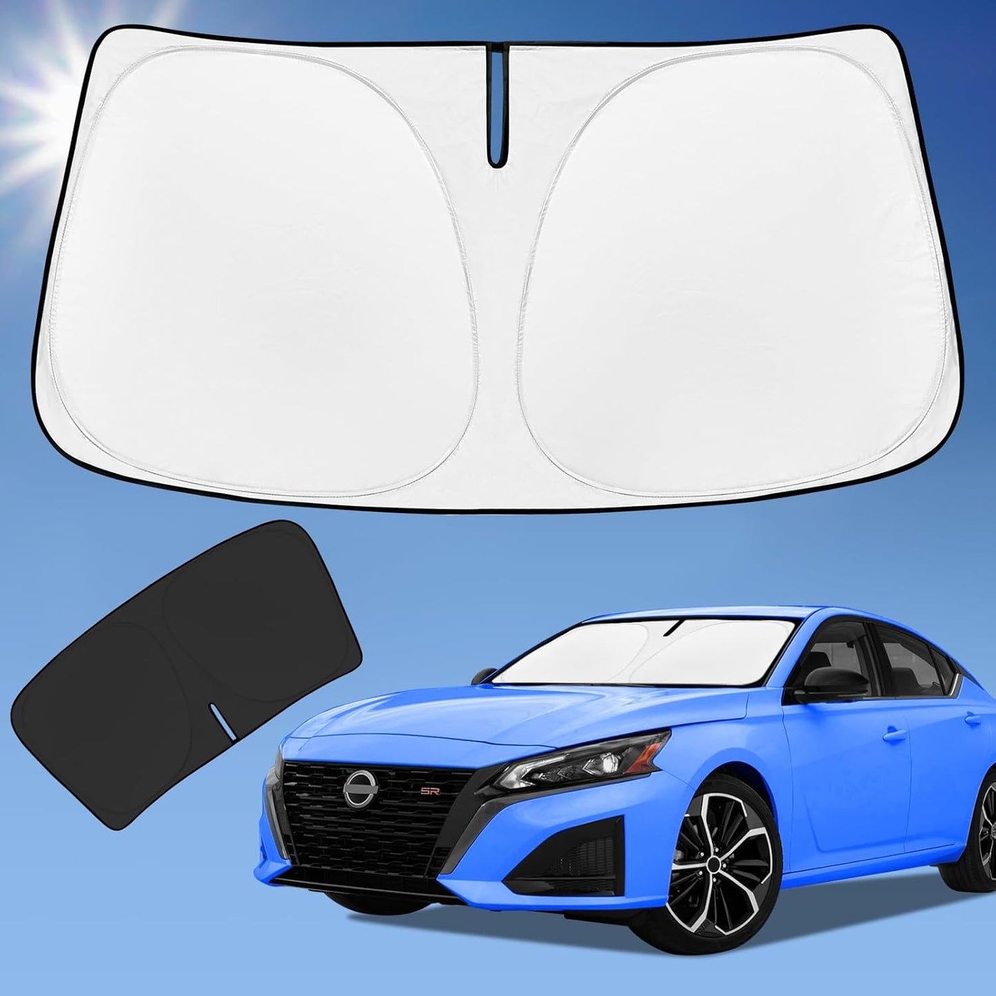 Sun Shade Sunshade for Nissan Altima Windshield Cover, 4-Layer Front Window Shade Custom fit Altima 2019-2025 Sun Visor 240T Retractable Shade Blocks UV Rays Cooler Car Accessories