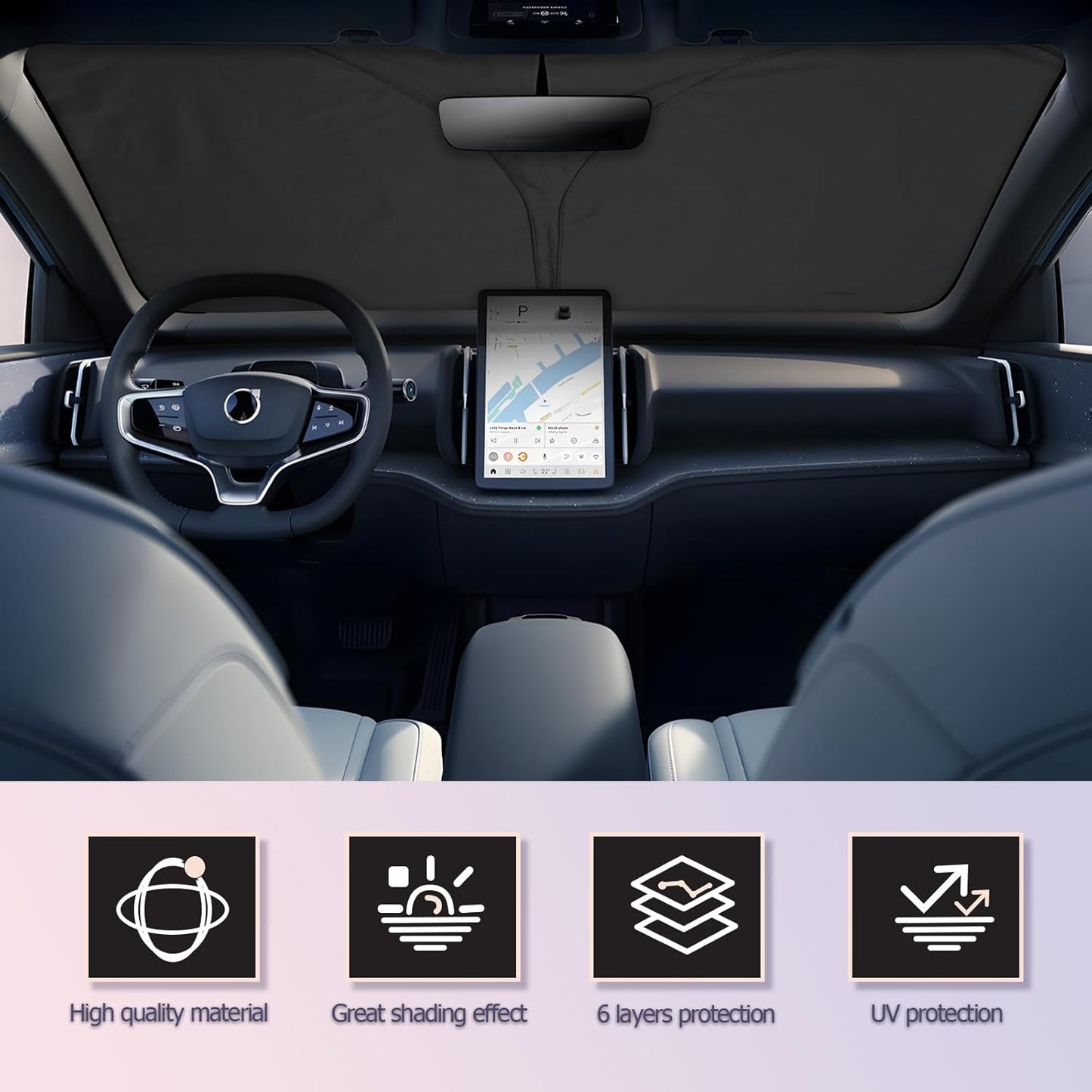 LUWU for 2025 EX30 Windshield Sun Shade EX30 Windshield Sunshades 2025 EX30 Accessories Foldable Sunshade Cover Block UV Ray Front Window Sunshade