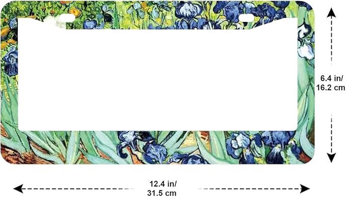 2Pcs Irises Watercolor Iris Floral License Plate Frames Cover Holders Stainless Steel License Plate Cover with Screw Caps Cover and Screwdriver Set - 2-Hole for Girl Women