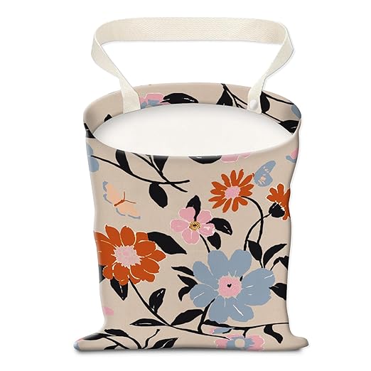 Car Trash Can, Hanging Garbage Bin for Men and Women, Cute Car Organizer and Storage Bag, Canvas Vehicle Trash Can Bag Easy-to-Install Boho Red and Blue Floral
