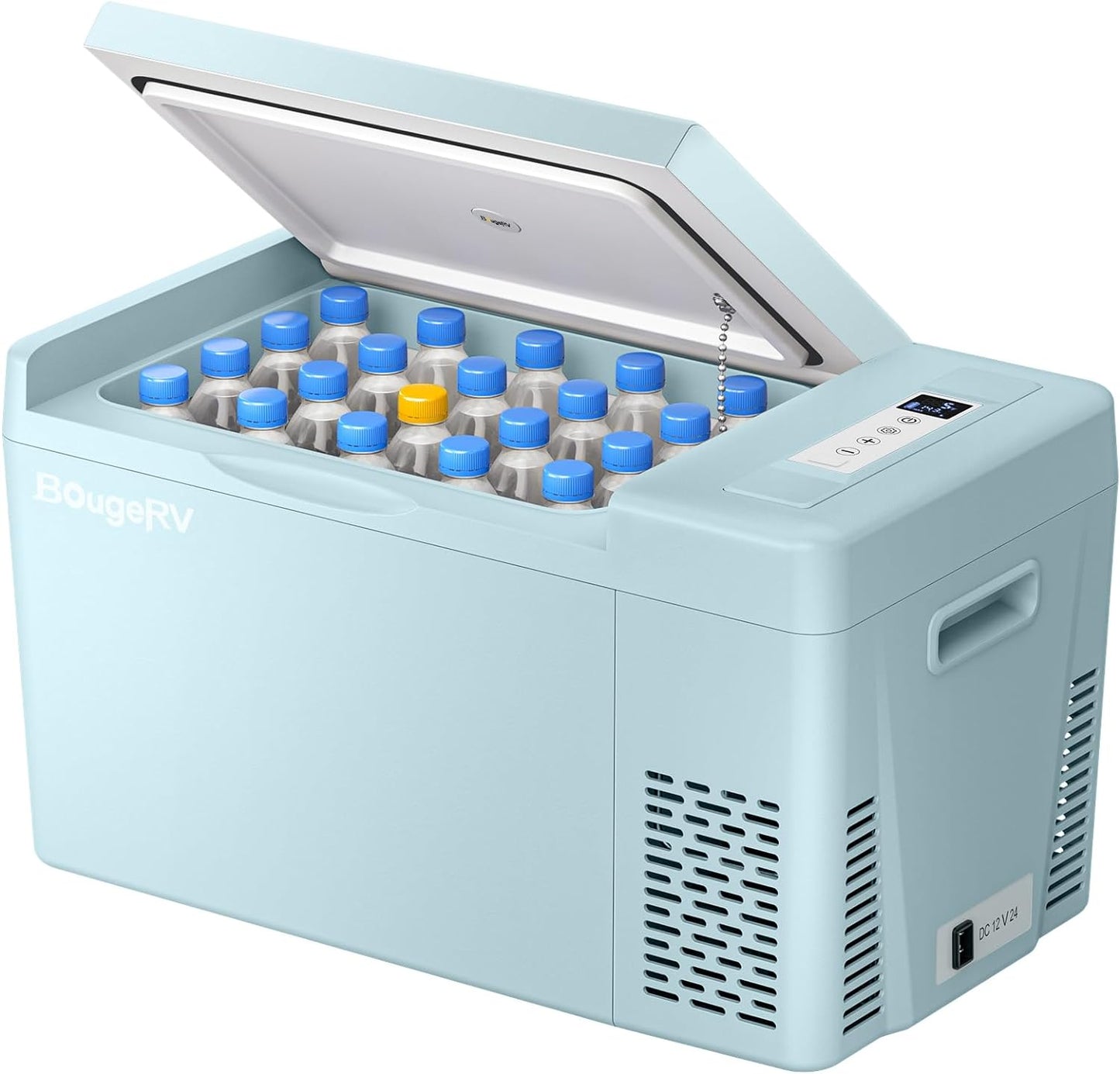 BougeRV Green 23Quart Portable Refrigerator, 12 Volt Fridge 22L, Portable Freezer Compressor Cooler 12/24V DC 110~240 Volt AC for Truck Van RV Camper -8℉~50℉