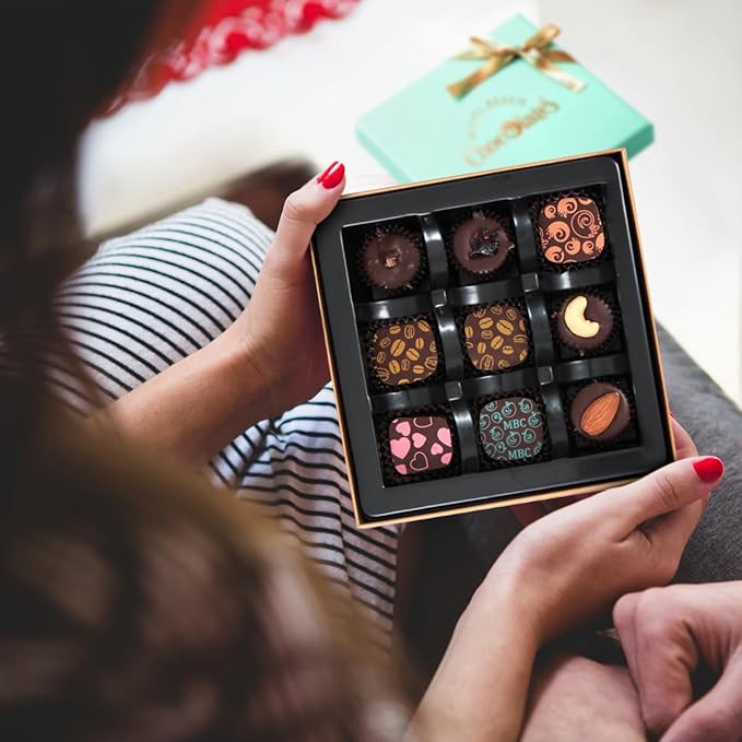 Vegan Dark Chocolate Truffles Gift Box, 9 Pieces of Chocolates Gift Box, Ultimate Assorted Chocolates for Birthdays, Holidays or Corporate Gifts, A Premium Kosher Chocolate Experience for Gifting
