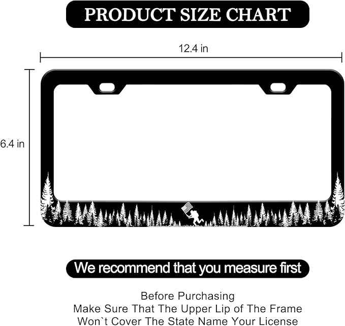 Coniferous Forest Tree License Plate Frames - 2 PCS Patriotic Aluminum Metal License Plate Frames Holder, Car Decorative Tag Frames with Screws Fasteners Caps