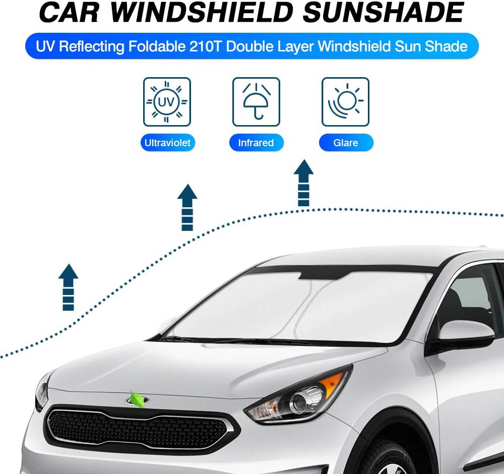 KUST Windshield Sun Shade for Kia NIRO 2017-2022 Accessories Sunshade Sun Visor Protector Foldable Blocks UV Rays Keep Your Car Cooler
