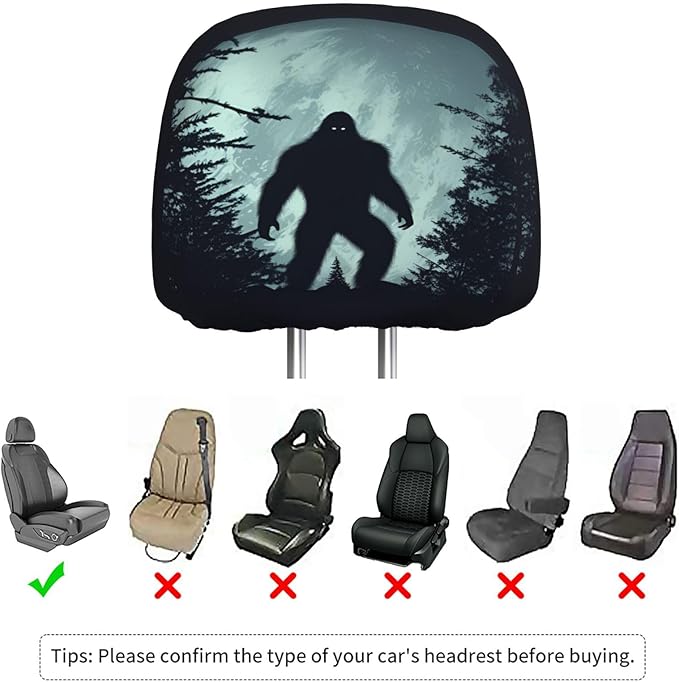 Dujiea 2 Pack Full Moon Car Headrest Covers, Universal Soft Car Seat Head Rest Protector, Vehicle Accessories Fabric Headrest Cover for Cars, Vans, Trucks