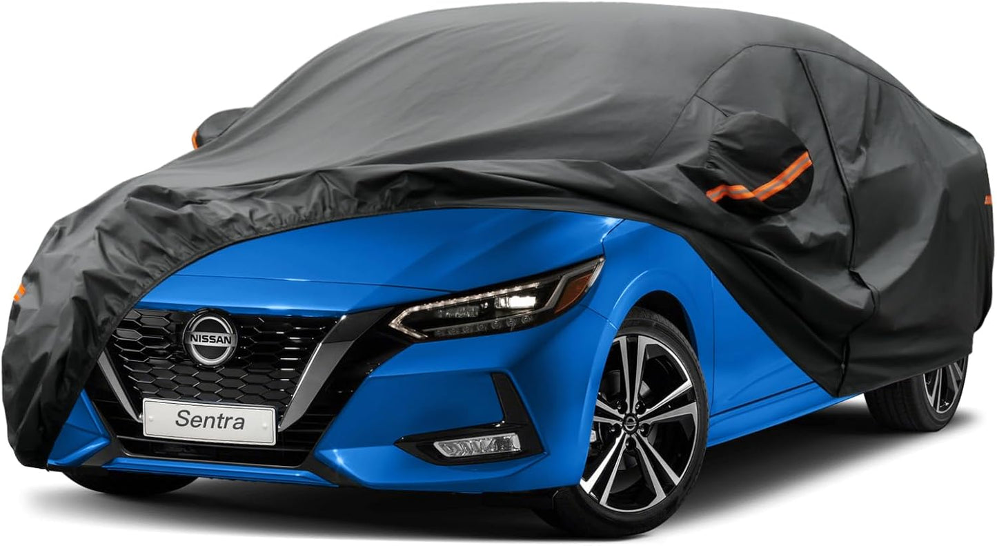 Kayme 7 Layers Car Cover Custom Fit for Nissan Sentra (2000-2025) Waterproof All Weather for Automobiles, Outdoor Full Cover Rain Sun UV Protection.