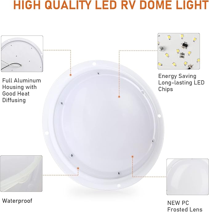 LED 8.5inch Scare Light,Lamp for Outdoor,Ceiling Light,Work Light for RV,Touring Car,Camping,Truck and Yacht,Cool White
