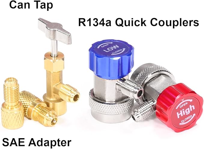 XtremepowerUS 3.5CFM 1/4HP HVAC Vacuum Pump R134a R12 R22 R410a A/C Refrigeration Set AC Manifold Gauge R134 Can Tap Carrying Tote