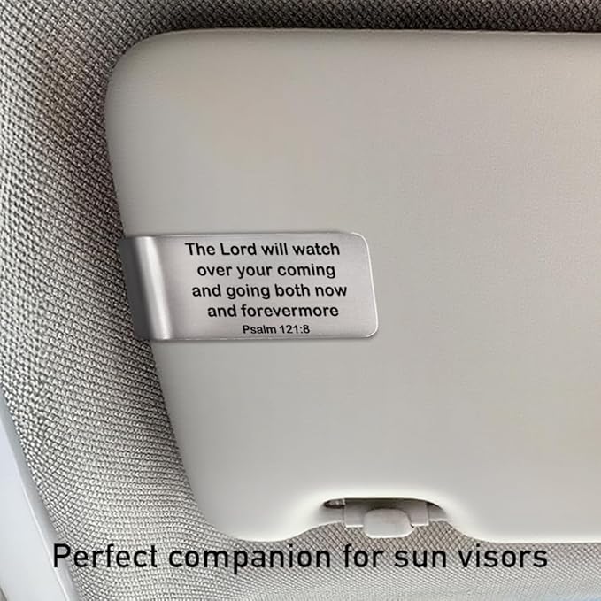 The Lord Will Watch Over Your Coming and Going Visor Clip for Cars, Bible Verse Engraved Car Visor Clip, Christian Gifts for Drivers Family Friends, New Driver Gifts, Funny Car Accessories