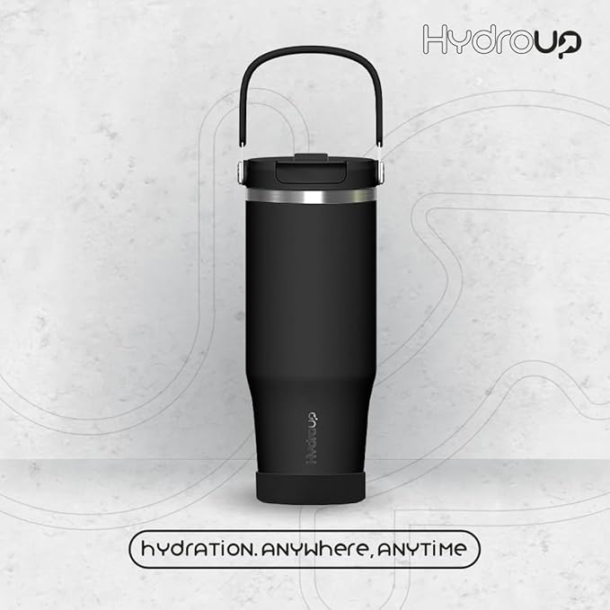 Sport Tumbler 32oz Stainless Steel Water Bottle, Vacuum Insulated with 2-in-1 Lid (Straw & Spout), Leak-Proof Reusable Travel Mug for Hot and Cold Drinks