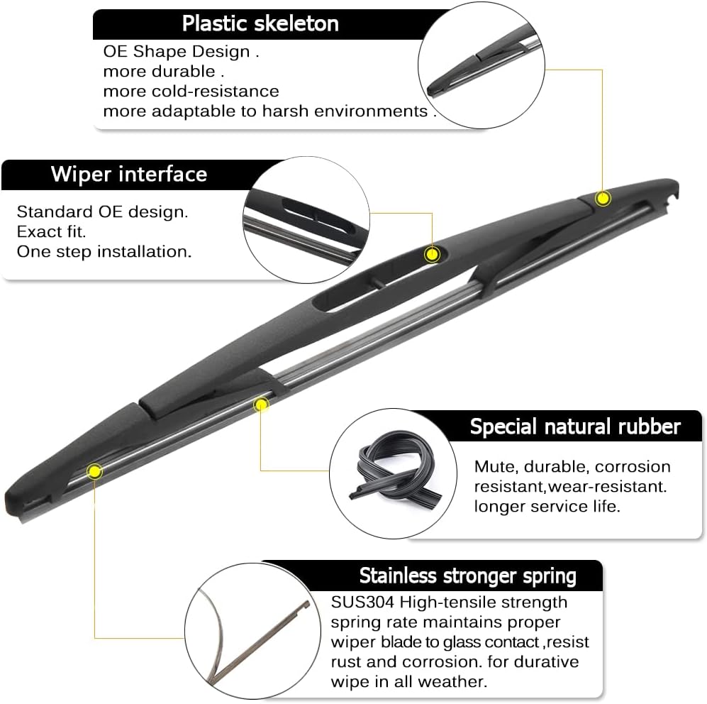 AUTOBOO 24"+22" Windshield Wipers with 12" Rear Wiper Blade Replacement for Ford Flex 2009 2010 2011 2012 2013 2014 2015 2016 2017 2018 2019 -Original Factory Quality (Pack of 3)