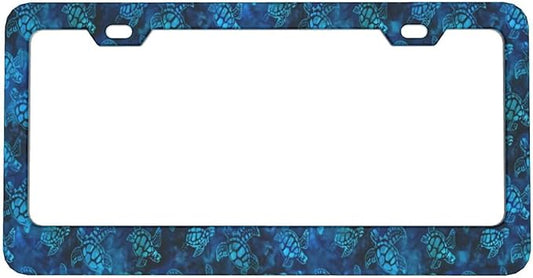 Watercolor Blue Sea Turtle License Plate Covers, Blue Turtles Aluminum License Plate, Men & Women License Plate Holder, Ocean Animal Car Accessory fits Standard Vehicles with 2 Screws, 6 X 12 in