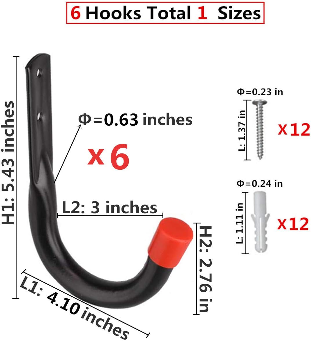 Heavy Duty Utility Garage Storage Hooks,Universal Wall Mount J Organizer Hangers for Hoses,Garden Tools,Cords,Cables,Toy Bag