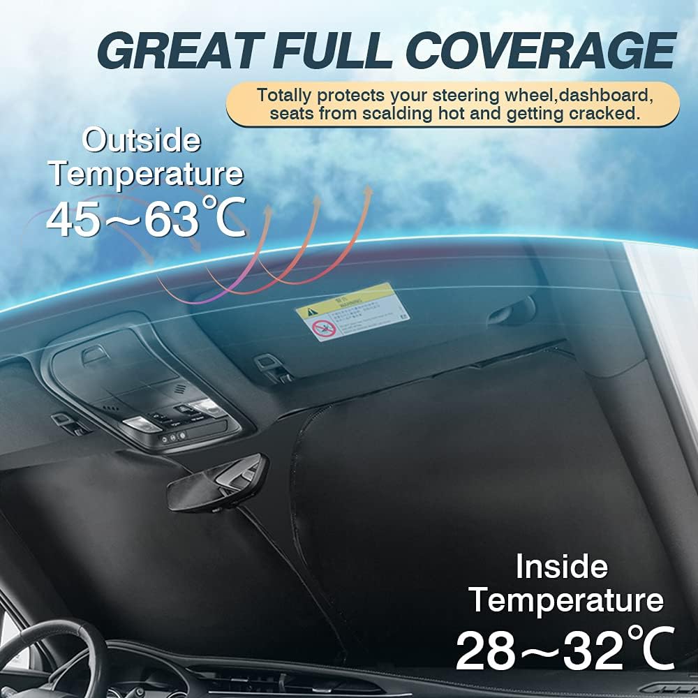 Cartist Windshield Sun Shade Compatible with Kia Telluride 2020 2021 2022 2023 2024 2025 Foldable Car Front Window Sunshade Accessories Sun Visor Protector