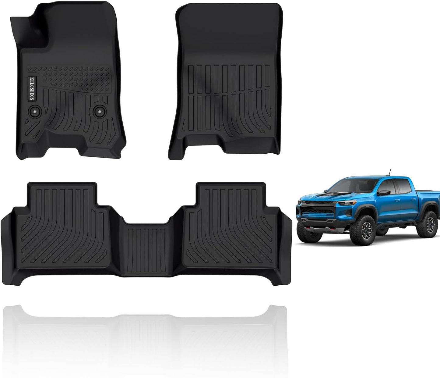 KELCSEECS® Floor Mats Custom for Chevrolet Chevy Colorado & GMC Canyon 2023 2024 2025,All Weather Protection TPE Floor Liners Front Row and Second Row Full Set Accessories Black