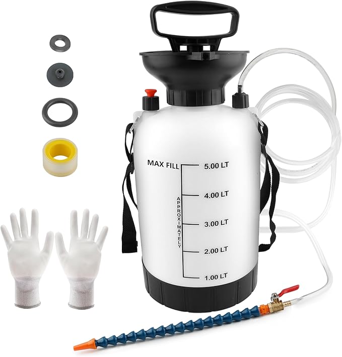 5L Transmission Fluid Pump, Car Transmission Fluid Hand Pump, Transmission Oil Pump, for Automotive Trucks Marine Engines, Teflon Tape & Gloves