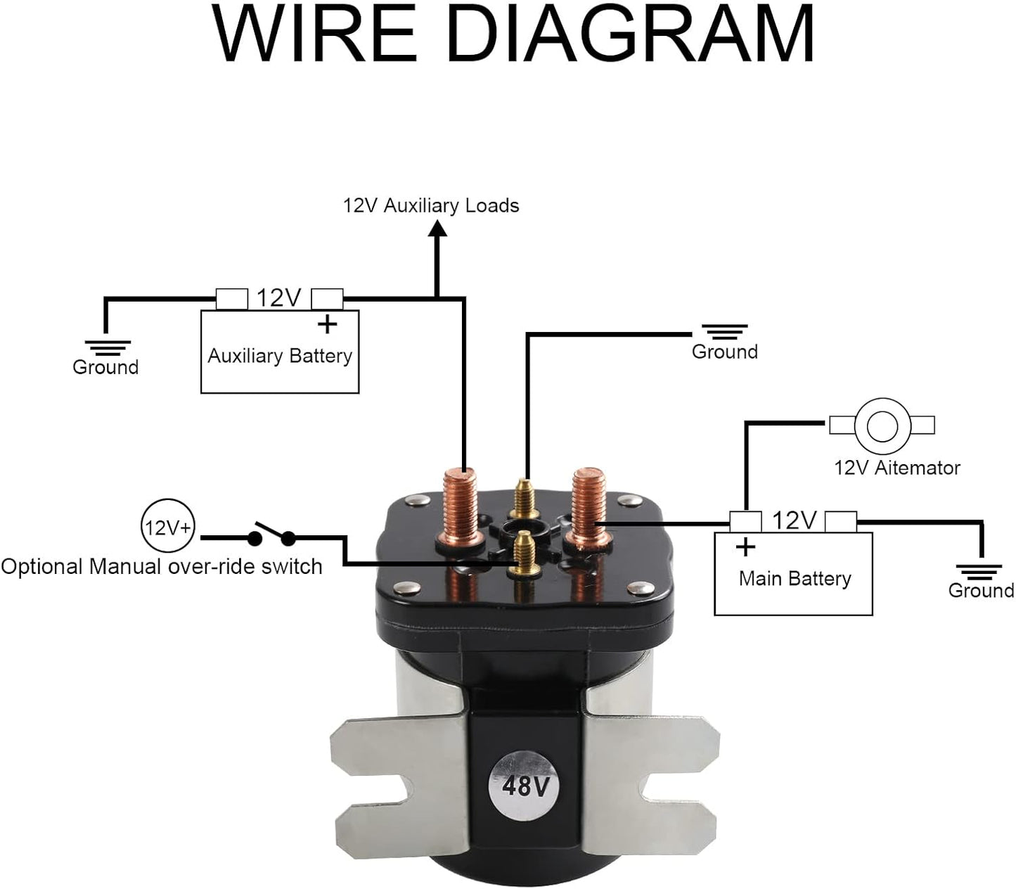 Heavy Duty 48V 4 Terminal Solenoid Heavy Duty 48V Solenoid Relay Switch Replacement For Club Car EZGO Yamaha Electric G19 Power Drive #586 Series Replace JR1-H1950-00 73231-G01