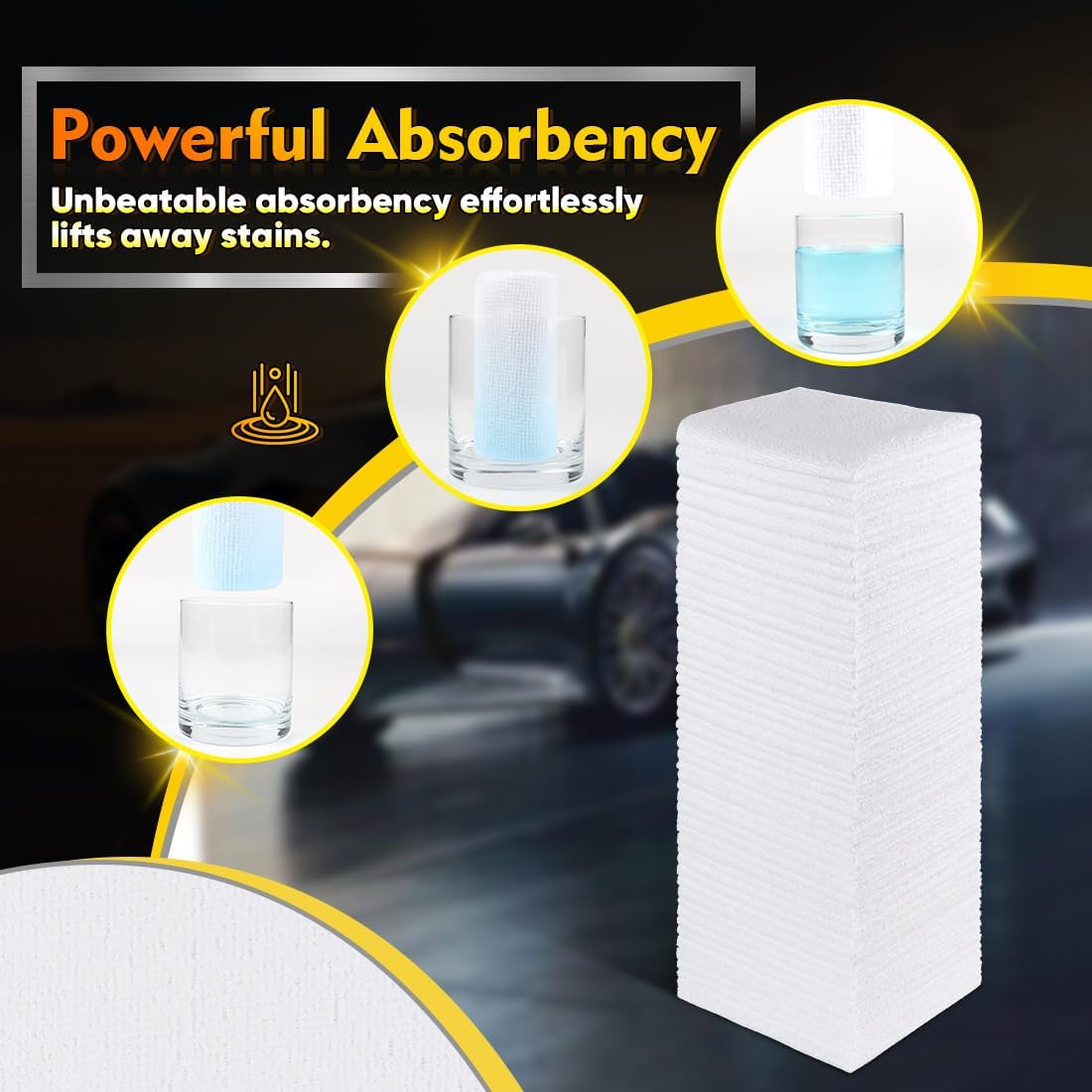 HOMEXCEL White Shop Towels 100 Pack, Reusable Microfiber Towels for Cars, Bulk Multipurpose Microfiber Cleaning Cloths, Lint Free Cleaning Rags for Car, House and Kitchen, 11.5 x 11.5 inch