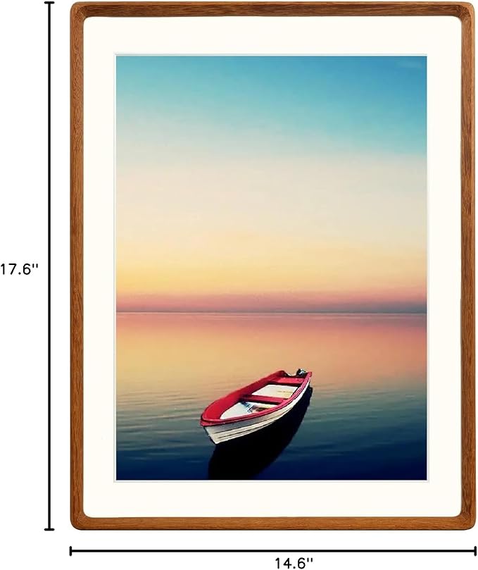 Natural Wood Photo Frames Inspired Tabletop Picture Frame with Mat, Vertical or Horizontal Display (Teak, 14x17 matted to 11x14)