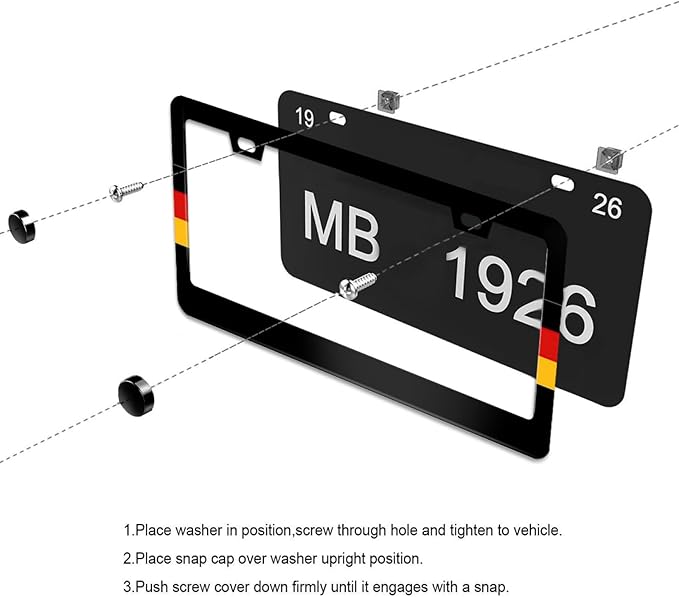 German Flag License Plate Frame Germany License Plate Frames Aluminum Car Accessories Cover with 2 Holes and Screws 12 x 6 Inch for Front Rear Car Plate Decor for Women Men