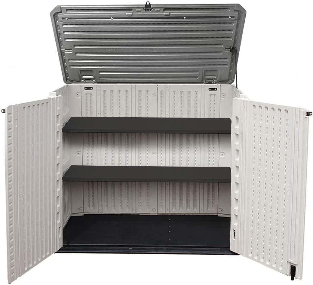 KINYING Metal Laminate Shelving for 26 Cu.ft Horizontal Storage Shed, One Shelf to Hold 44 lbs, 46 in * 15 in, One Piece in The Package with 4 Screws, 11LBS
