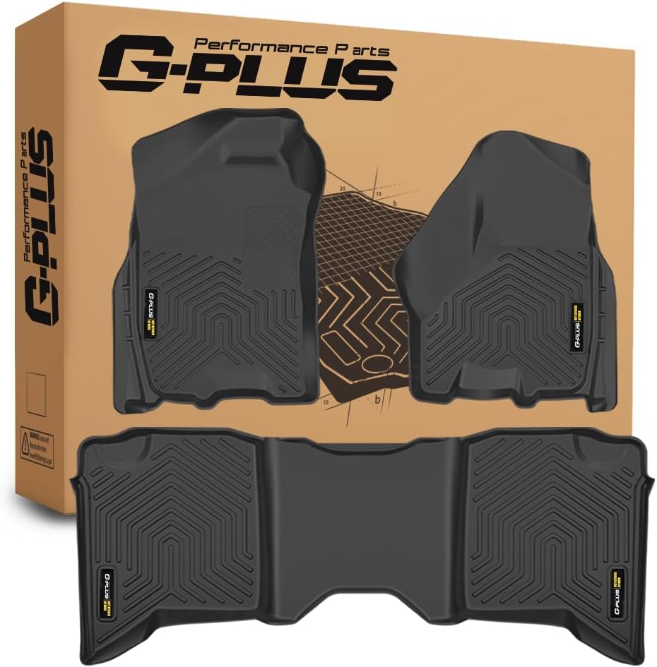 G-PLUS Floor Mats Compatible with Dodge Ram 2009-2018 Truck Crew Cab/Not Fit Quad Cab All Weather Full Cover Protection 1st & 2nd Row Liner TPE Black