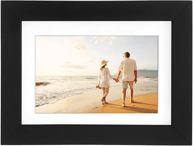 Americanflat 5x7 Picture Frame in Black Set of 2 - Displays 4x6 With Mat and 5x7 Without Mat - Composite Wood with Shatter Resistant Glass - Horizontal and Vertical Formats for Wall and Tabletop