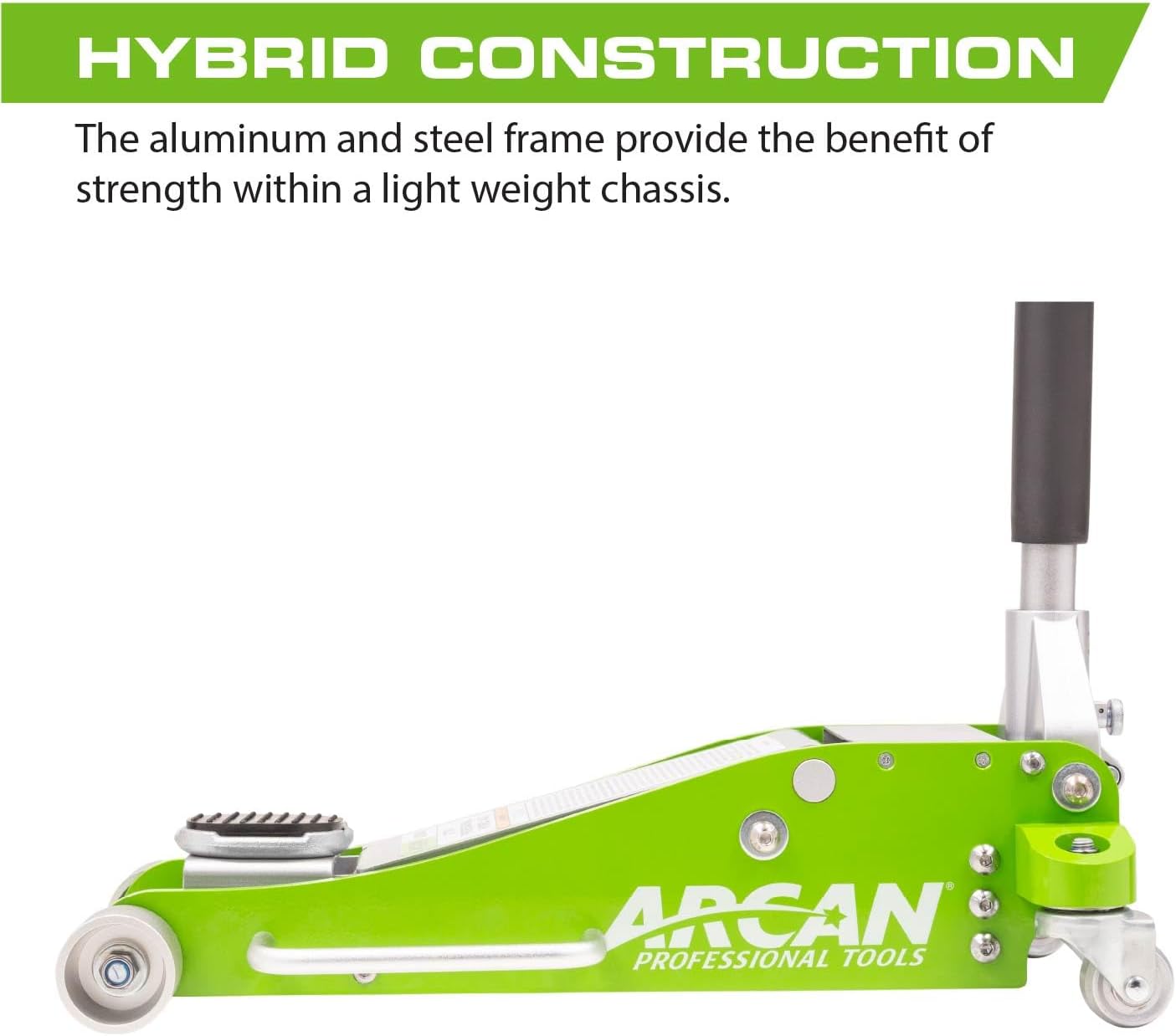 ARCAN Tools 3-Ton (6,000 lbs.) Hybrid Heavy Duty Aluminum and Steel Low Profile Floor Jack with Dual Pistons Reinforced Lifting Arm (A20001)
