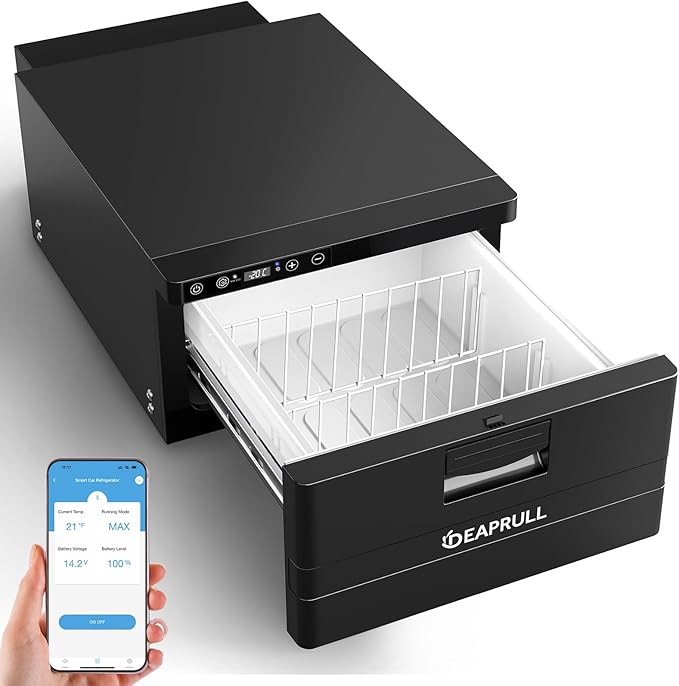 12 Volt Drawer Refrigerator, 31.5L(33QT) Drawer Electric Cooler RV Refrigerator APP Control (-4℉-68℉), Car Fridge Freezer for Travel Camping Road Trips Tailgating, Truck Van SUV 12/24V DC
