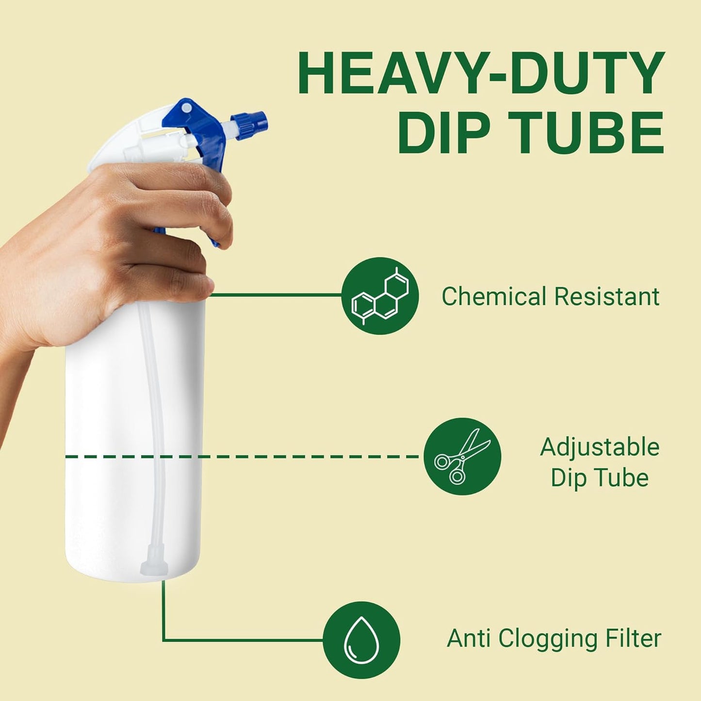 Spray Bottle Nozzle Replacement, Bottle Tops Only - Sprayer Nozzle Triggers for Heavy Duty, Commercial, Home Cleaning Solutions - Fits 8,16,24,32 oz Plastic & Glass Bottles, Mixed 3 pack