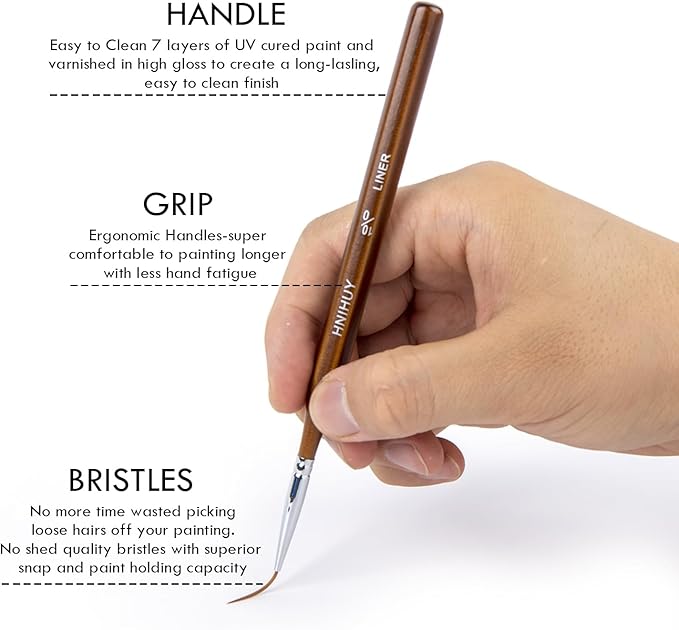 HNIHUY Detail Paint Brushes Set 10pcs Miniature Brushes for Fine Detailing & Art Painting - Acrylic, Watercolor, Oil, Models