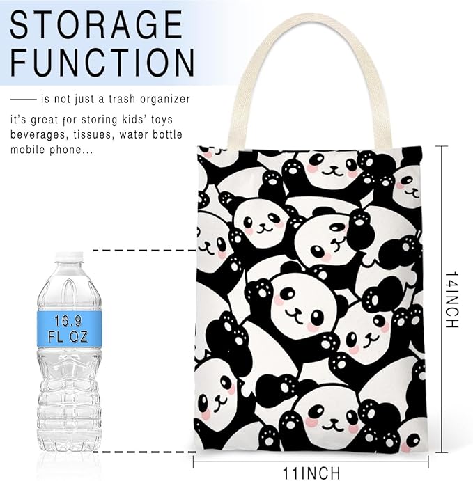 Car Trash Bag Hanging No Snap Small Garbage Bag for Car Back Seat Cute Printed One-handed Strap Trash Bags Car Accessories-Panda Car Trash Bags