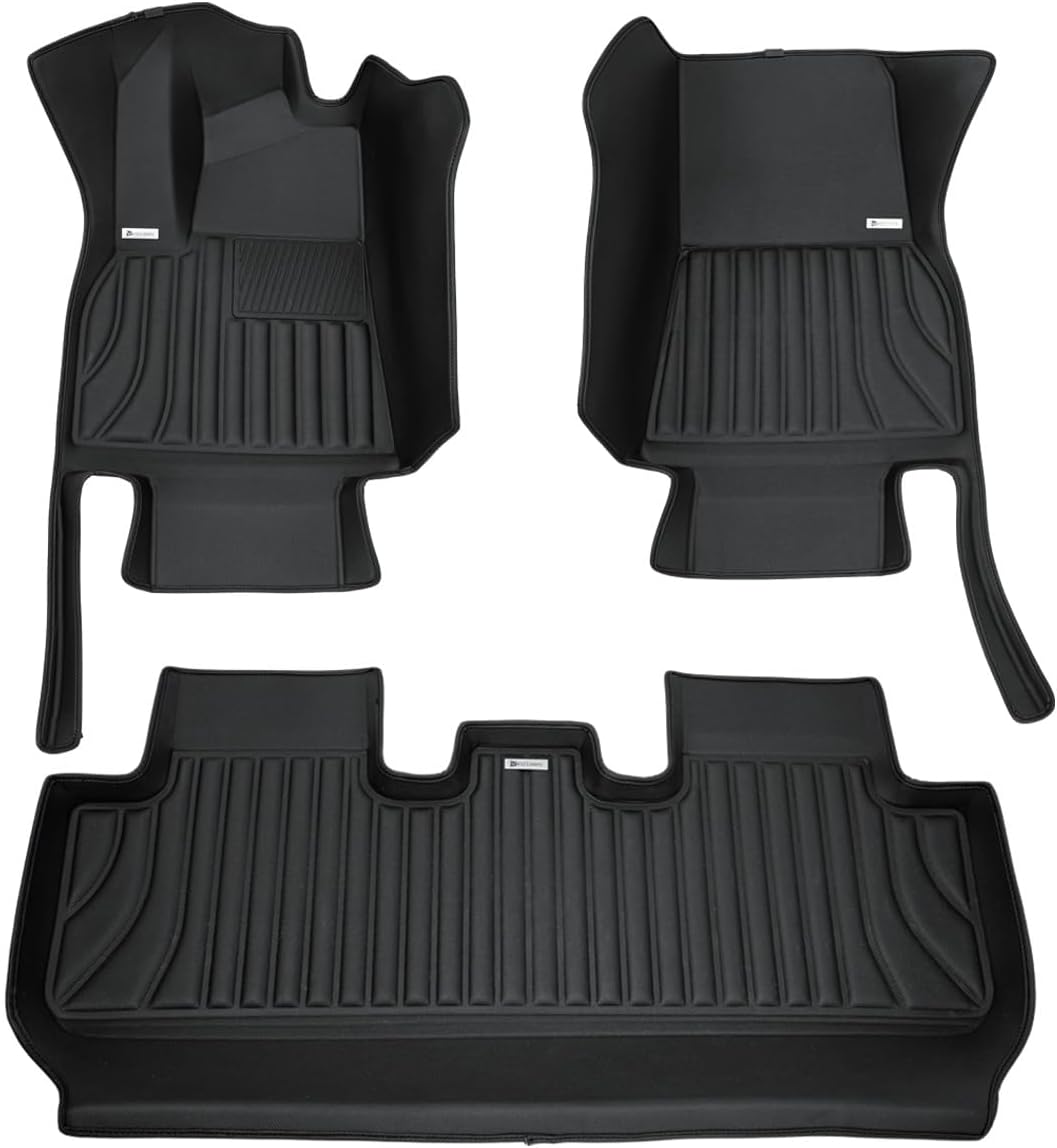 Floor Mats for Tesla Model Y（2021-2025） Custom Fit All Weather Cargo Liner Cargo Trunk，Full 360° Cabin Protection，GapZero Fit with TrackGuard Rail Protection (Does NOT fit 7-Seat & Juniper)