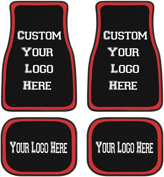 Custom Logo Text Car Floor Mats Personalized 4 Pieces Car Mats Interior Automotive Decorative Fit for SUV Vans Sedans Trucks