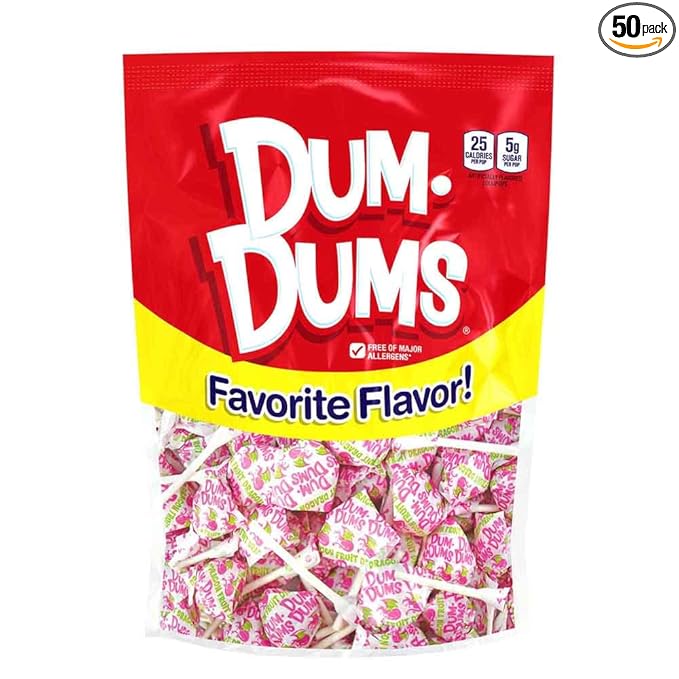 Dum Dums Dragon Fruit Lollipops - Bulk Candy Bag with Lollipops Individually Wrapped, Single Flavor Gourmet Suckers - 50 Count