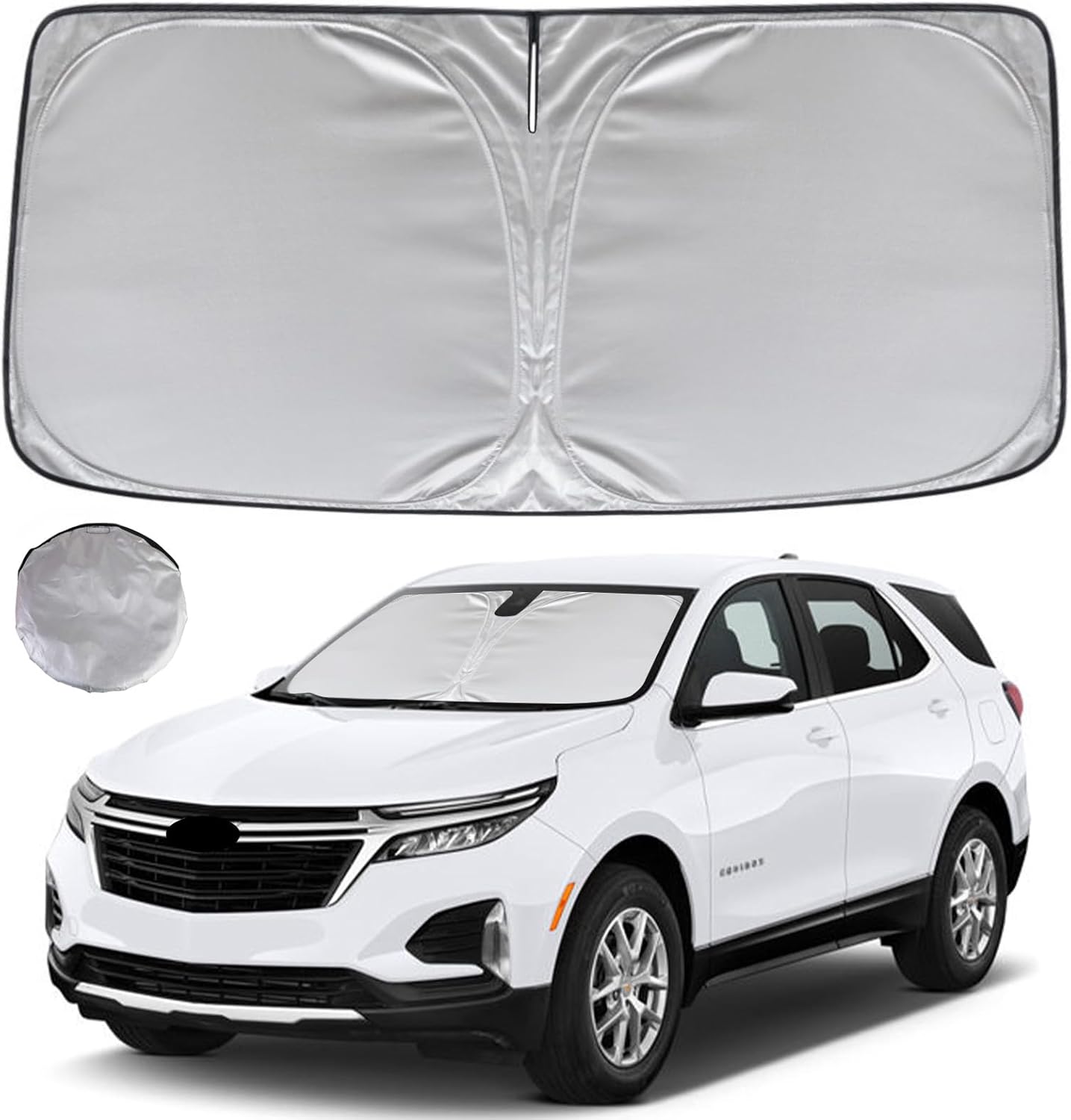 KAYZT Windshield Sun Shade for 2018-2024 Che-vrolet/Chevy Equinox (Not for Equinox EV) Foldable Sunshade Front Window Custom Fit Car Accessories
