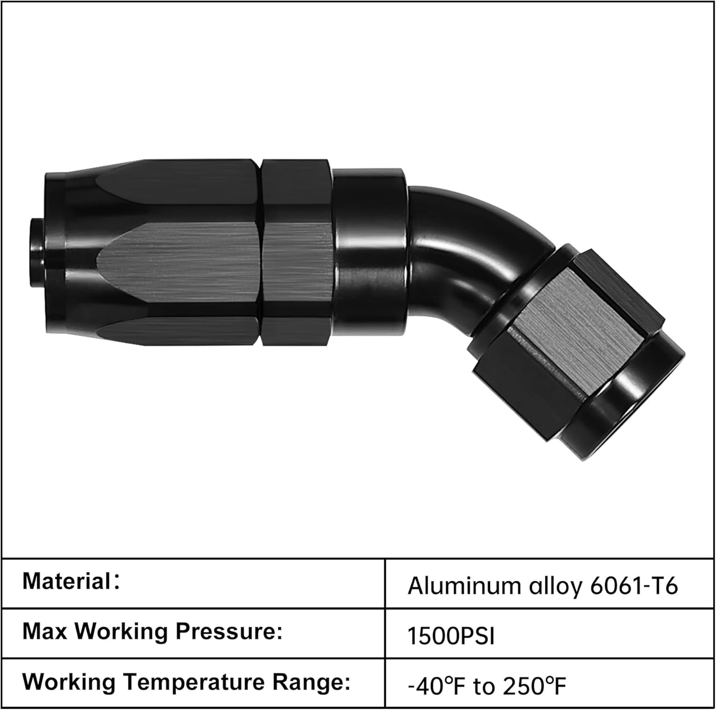 EVIL ENERGY 8AN 45 Degree One Piece Full Flow Hose End Fitting Swivel For CPE Braided Hose