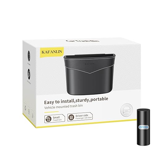 Car Trash Can Mini Trash Bin Garbage Organizer with Plastic Trash Bag Automotive Small Garbage Bin for Home Office Auto Vehicle Car Door Front Back Seat Storage Accessories (Glovebox trash can)