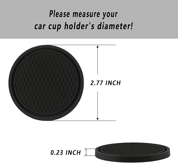 Car Cup Coaster, 4PCS Universal Auto Non-Slip Cup Holder Embedded in Ornaments Silicone Coaster, Car Interior Accessories Sets, Grey