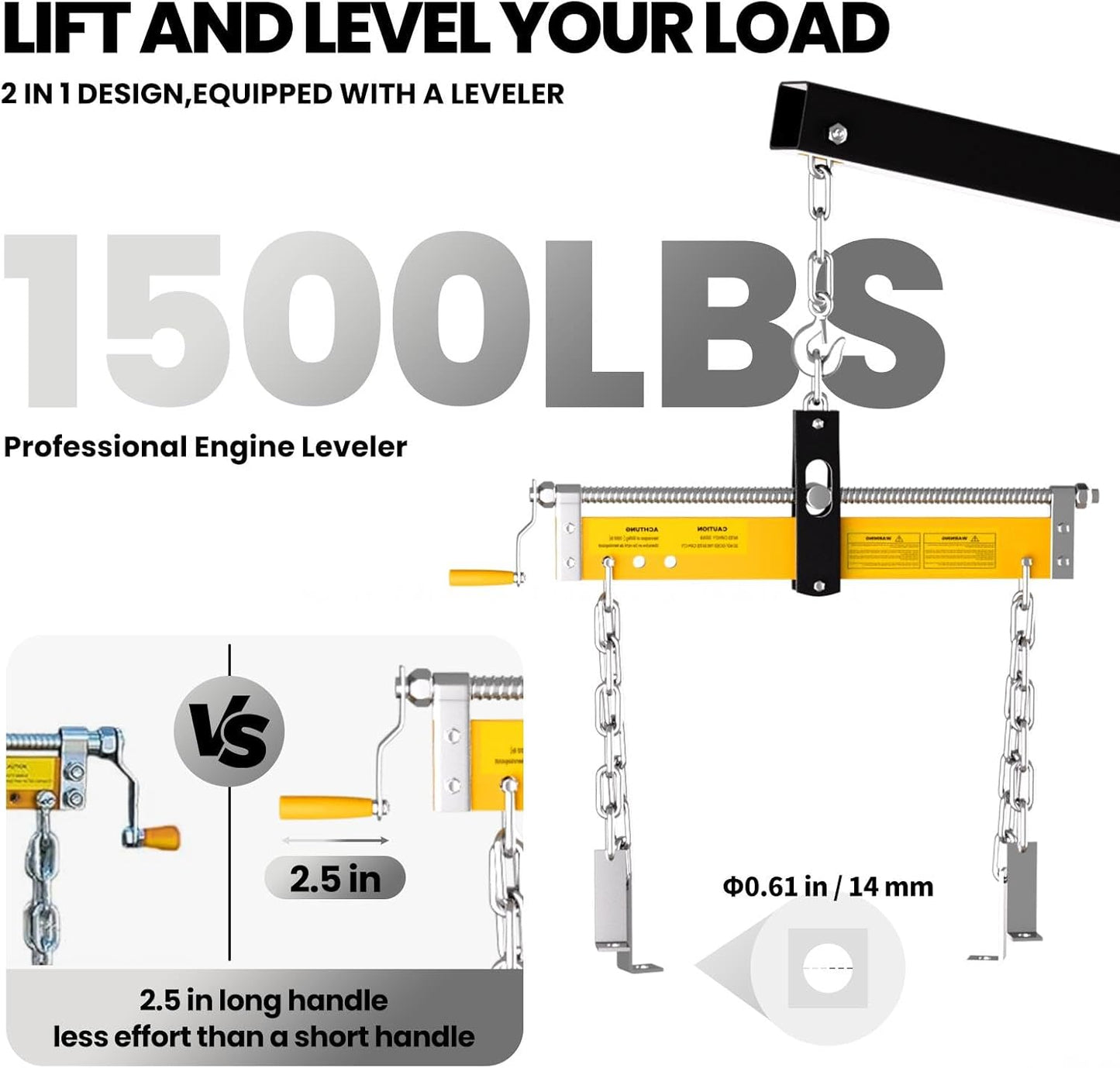 2-Ton Folding Hydraulic Engine Hoist with Lever, Heavy-Duty Engine Crane Cherry Picker with 6 Casters, Shop Lift for Garage, Workshop & Warehouse, Yellow