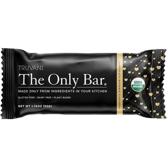 Truvani Plant Based Snack Bars | Chocolate Brownie 1 Pack | 7g Protein | USDA Organic and Vegan | The Only Bar | Dairy, Soy, and Gluten Free | Individually Wrapped