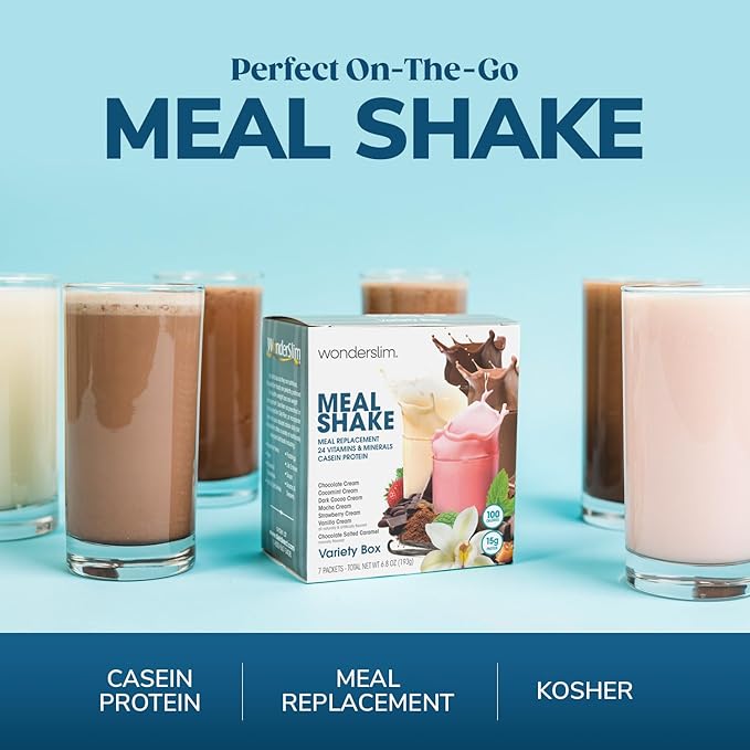WonderSlim Meal Replacement Shake, CocoMint Cream, 15g Protein, 24 Vitamins & Minerals, Gluten Free (7ct)
