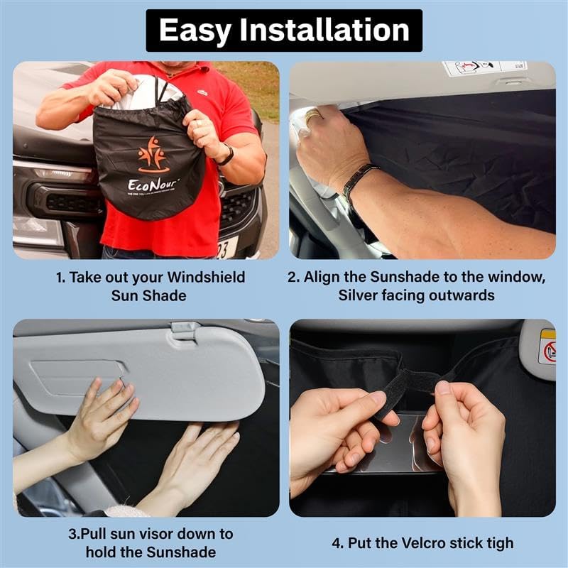 for Toyota Camry 2018-2024 2025Car Windshield Sunshade EcoNour - 240T Polyester Material Cars Sun Visor Reflector - Blocks UV Rays - Foldable Sunshade Interior Protection Accessories