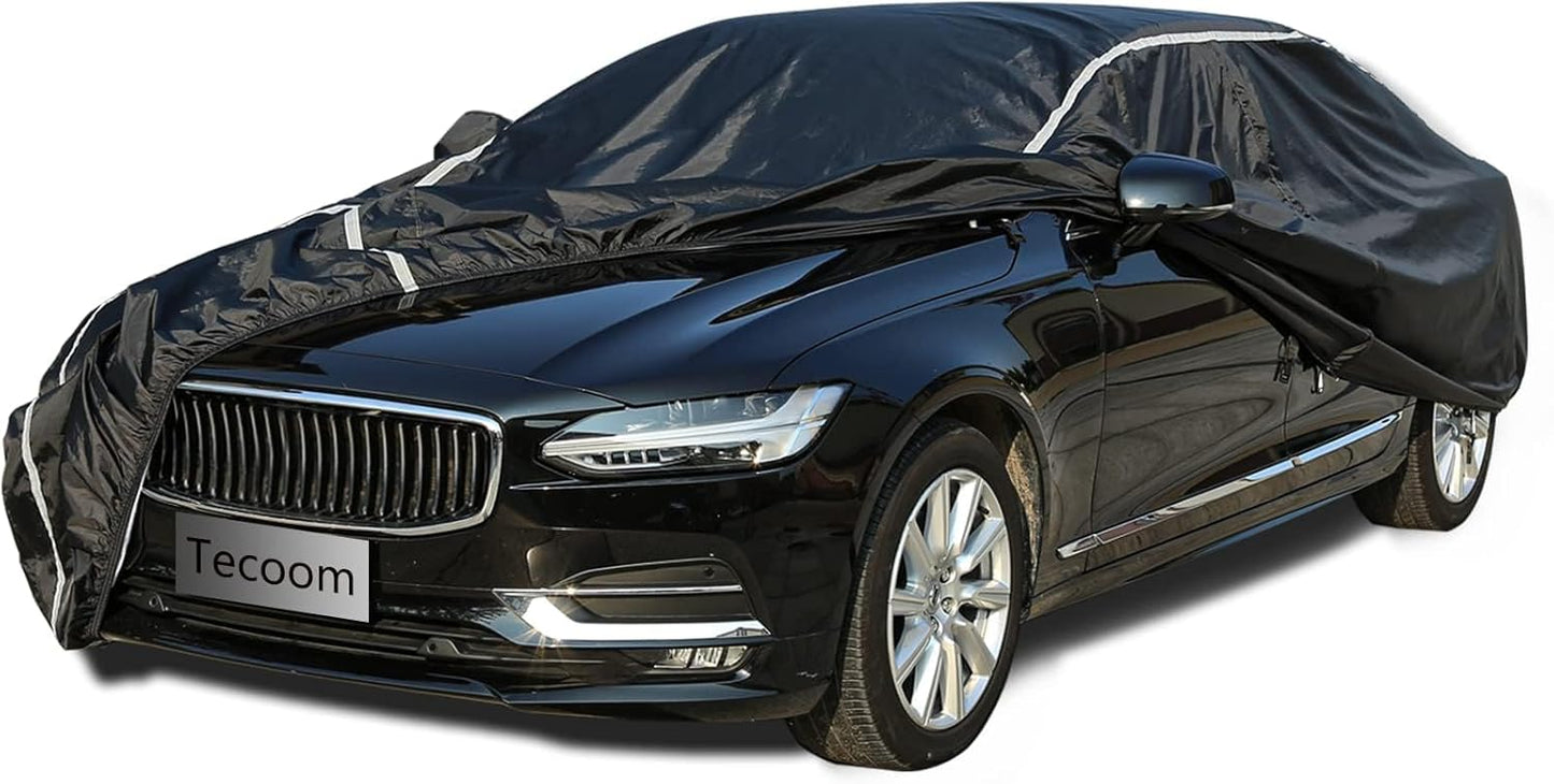 Tecoom Car Cover Waterproof All Weather, Car Covers for Automobiles w/Zipper Door, Cotton Backing Waterproof Hail Car Cover, Snowproof Sun UV Protection Windproof, Universal Fit for Sedan (170"-190")