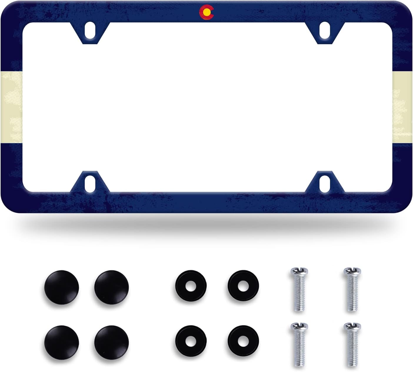 Colorado State Flag License Plate Frame License Plate Stainless Steel Parts Funny License Plate Decorative with Screws Size 12.3" x 6.3" for Men Women