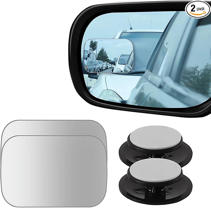 2 pcs Blind Spot Mirrors, HD Glass Convex 360° Wide Angle Side Rear View Mirror with ABS Housing for Cars SUV and Trucks