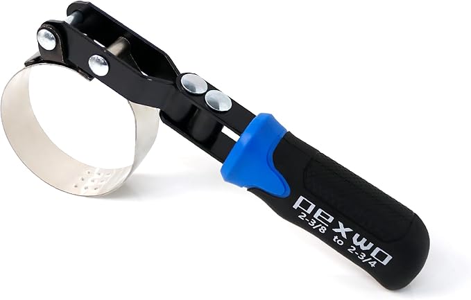 Extra Small Swivel Oil Filter Wrench – Anti-Slip Strap Wrench for Cars & Motorcycles, Fits 2-3/8" to 2-3/4" Oil Filters, Compact Removal Tool for Tight Spaces