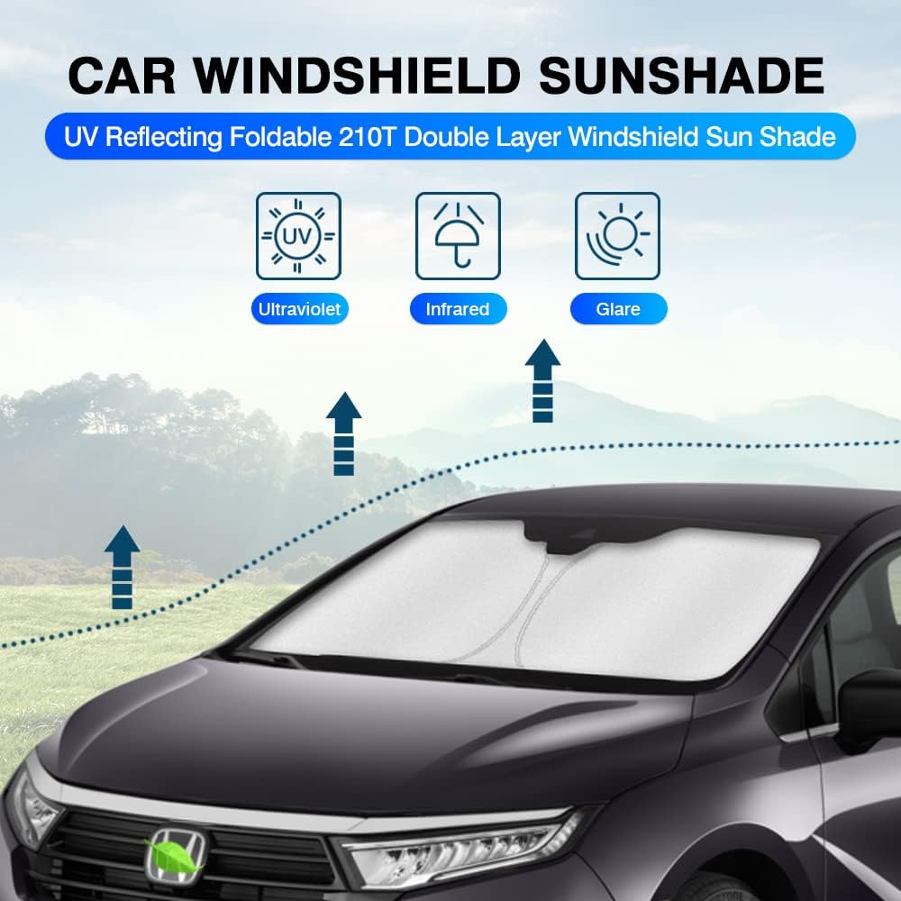 KUST Windshield Sun Shade for 2018-2025 2026 Honda Odyssey Accessories LX,EX,EX-L,Touring,Elite Minivan Window Sunshade Sun Visor Protector Foldable Blocks UV Rays Keep Your Car Cooler