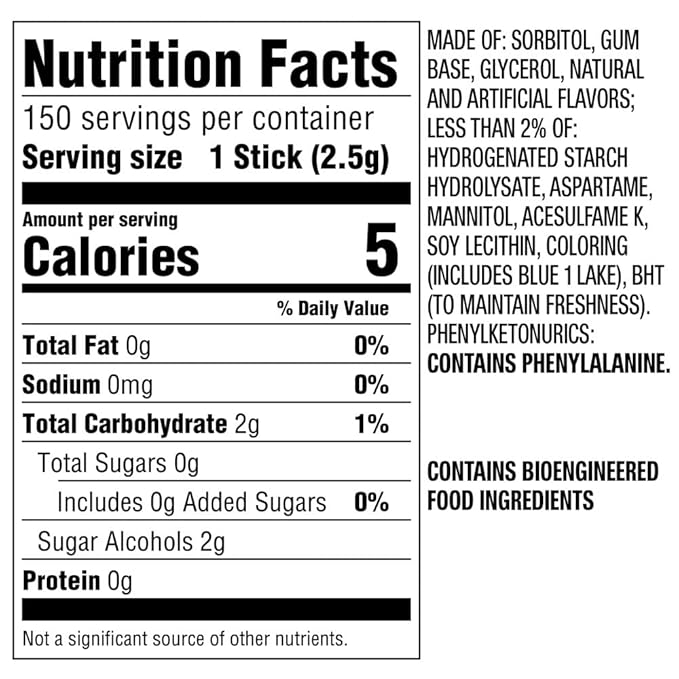 5 Gum Sweet Mint Sugar Free Chewing Gum Bulk, 15 Stick Box (Pack of 10)